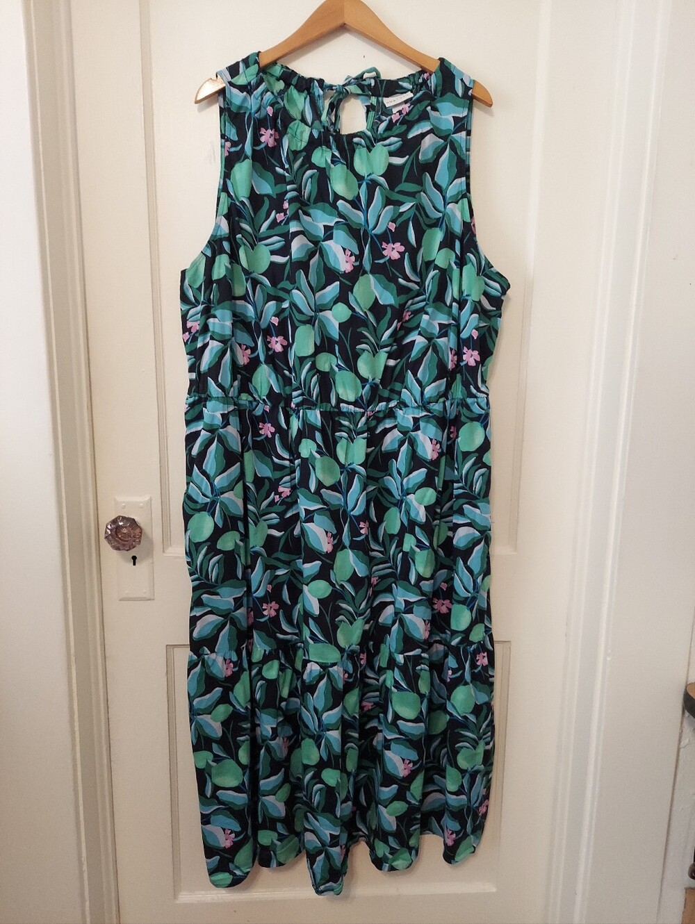 Ava & Viv Midi Tank Dress - Green Tropical Print - Womens 3X